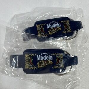 Lot of 2 Cerveza Modelo Beer Tour De Sabor Blue Bottle Opener Keyring Keychain